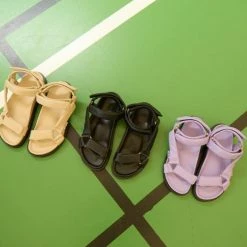 LÄST Flora Black Leather Sandals