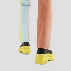 BRONX Evi Ann Black Lime Chunky Loafers NEW IN