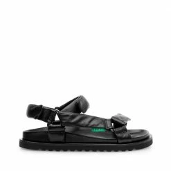 LÄST Flora Black Leather Sandals