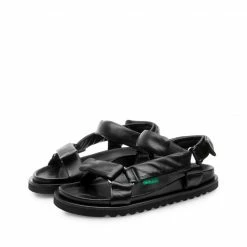 LÄST Flora Black Leather Sandals
