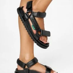 LÄST Flora Black Leather Sandals