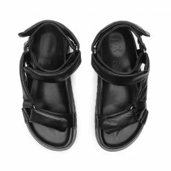 LÄST Flora Black Leather Sandals