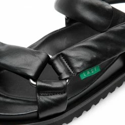 LÄST Flora Black Leather Sandals