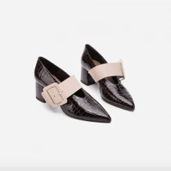 FLATTERED Alba Pecan Reptile Nappa Shoes