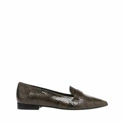 FLATTERED Alexandra Chocolate Reptile Nappa Flats SHOES