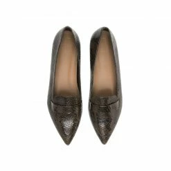 FLATTERED Alexandra Chocolate Reptile Nappa Flats SHOES