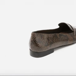 FLATTERED Alexandra Chocolate Reptile Nappa Flats SHOES