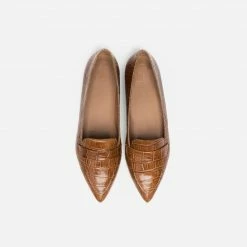FLATTERED Alexandra Croco Cognac Flats SHOES 10 FLATTERED Alexandra Croco Cognac Flats SHOES