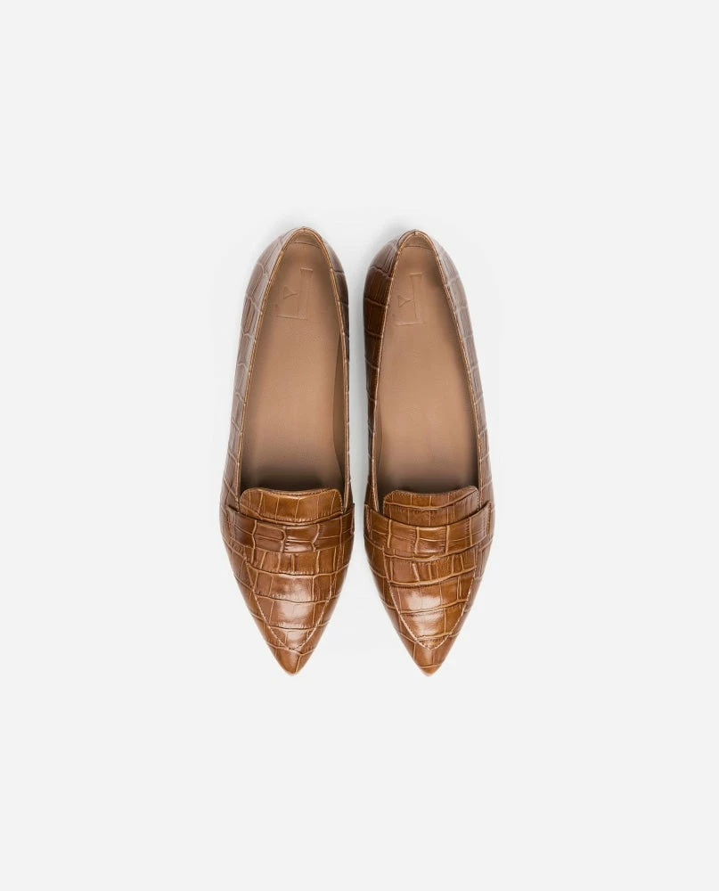 FLATTERED Alexandra Croco Cognac Flats SHOES 3 FLATTERED Alexandra Croco Cognac Flats SHOES