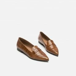 FLATTERED Alexandra Croco Cognac Flats SHOES 11 FLATTERED Alexandra Croco Cognac Flats SHOES