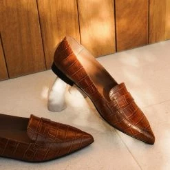 FLATTERED Alexandra Croco Cognac Flats SHOES 13 FLATTERED Alexandra Croco Cognac Flats SHOES