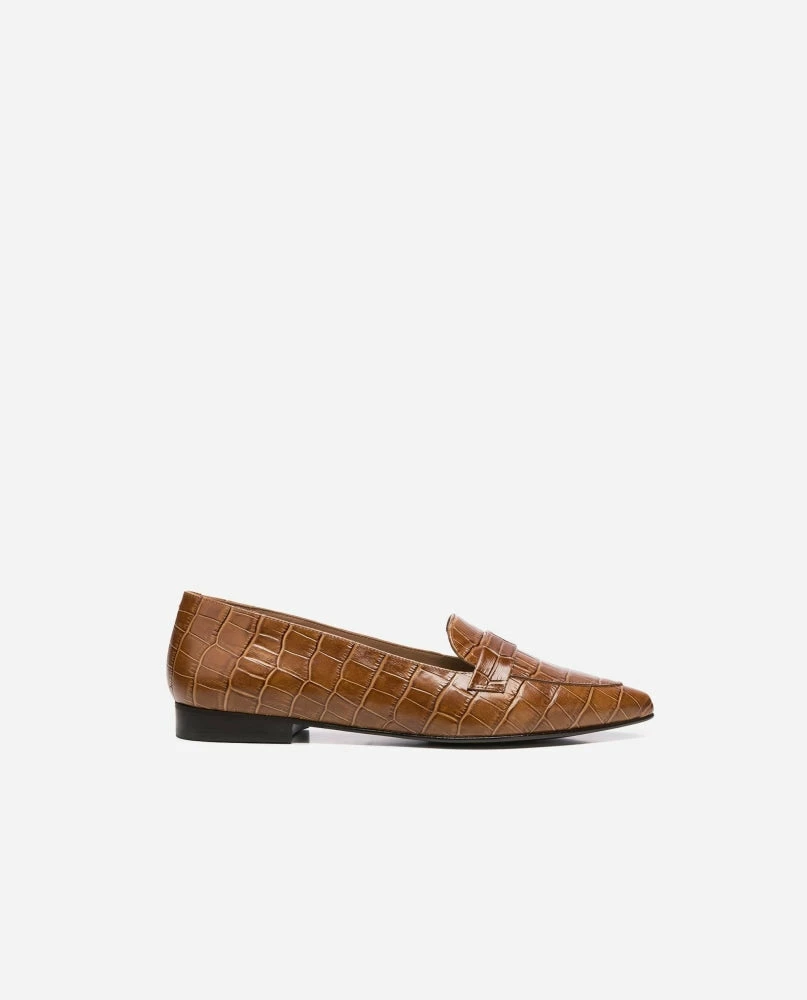 FLATTERED Alexandra Croco Cognac Flats SHOES 7 FLATTERED Alexandra Croco Cognac Flats SHOES