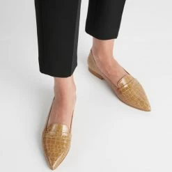 FLATTERED Alexandra Croco Shiny Beige Flats