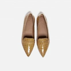 FLATTERED Alexandra Croco Shiny Beige Flats