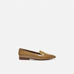 FLATTERED Alexandra Croco Shiny Beige Flats