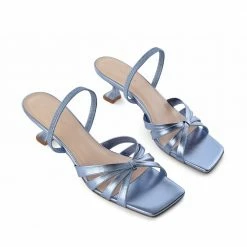 AKAADA Amaya Blue Metallic Leather Sandals
