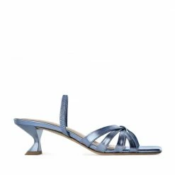 AKAADA Amaya Blue Metallic Leather Sandals