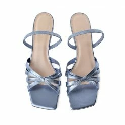 AKAADA Amaya Blue Metallic Leather Sandals