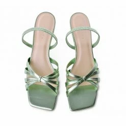 AKAADA SHOES Amaya Green Metallic Leather Sandals 9 AKAADA SHOES Amaya Green Metallic Leather Sandals