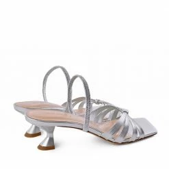 AKAADA SHOES Amaya Silver Metallic Leather Sandals