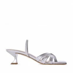 AKAADA SHOES Amaya Silver Metallic Leather Sandals