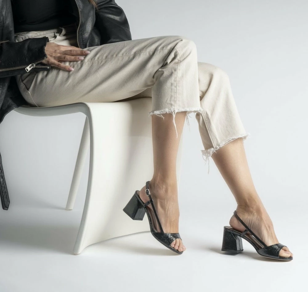 MADE 94 Anya Black Snake Sandals SHOES 5 MADE 94 Anya Black Snake Sandals SHOES