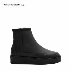 FLATTERED Aria Coated Leather Black Chelsea Boots