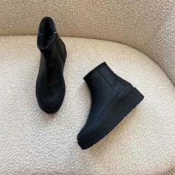 FLATTERED Aria Coated Leather Black Chelsea Boots