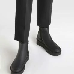 FLATTERED Aria Coated Leather Black Chelsea Boots