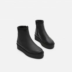 FLATTERED Aria Coated Leather Black Chelsea Boots