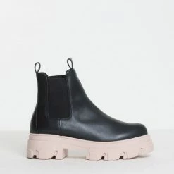BUKELA Asta Black Rose Leather Chelsea Boots