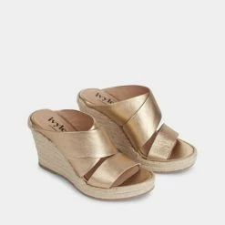 IVYLEE COPENHAGEN Bella Gold Espadrille Mules NEW IN
