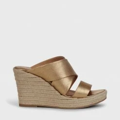 IVYLEE COPENHAGEN Bella Gold Espadrille Mules NEW IN