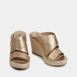 IVYLEE COPENHAGEN Bella Gold Espadrille Mules NEW IN