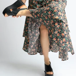 BUKELA Bianca Black Leather Platform Sandals