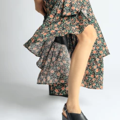 BUKELA Bianca Black Leather Platform Sandals