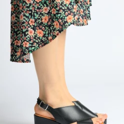 BUKELA Bianca Black Leather Platform Sandals