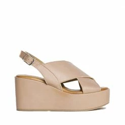 BUKELA Bianca Nude Leather Platform Sandals