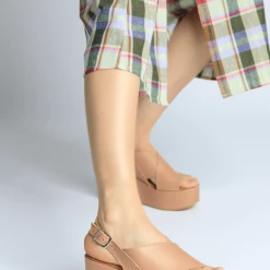 BUKELA Bianca Nude Leather Platform Sandals