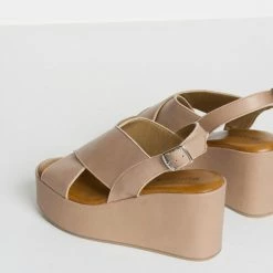 BUKELA Bianca Nude Leather Platform Sandals
