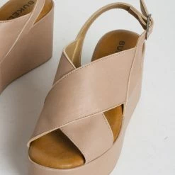 BUKELA Bianca Nude Leather Platform Sandals