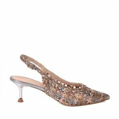 CHANTAL Braided Bronze Silver Heeled Shoes