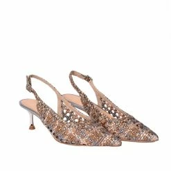 CHANTAL Braided Bronze Silver Heeled Shoes