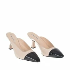 FABIO RUSCONI Ceppo Beige Black Patent Mules