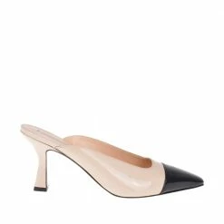 FABIO RUSCONI Ceppo Beige Black Patent Mules
