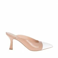 FABIO RUSCONI Ceppo Nude White Patent Mules SHOES