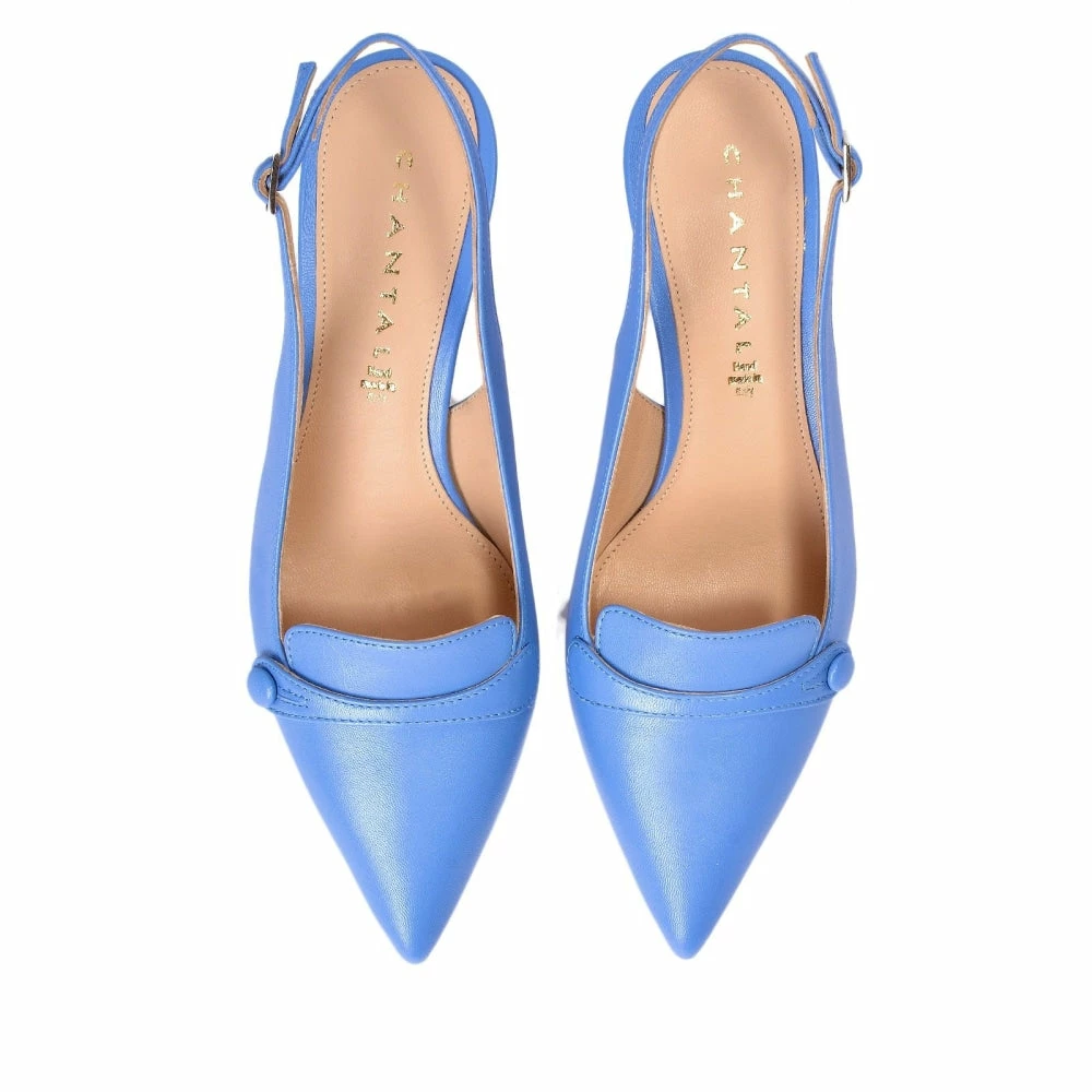 CHANTAL Chiffon Sling Back Shoes In Light Blue 9 CHANTAL Chiffon Sling Back Shoes In Light Blue
