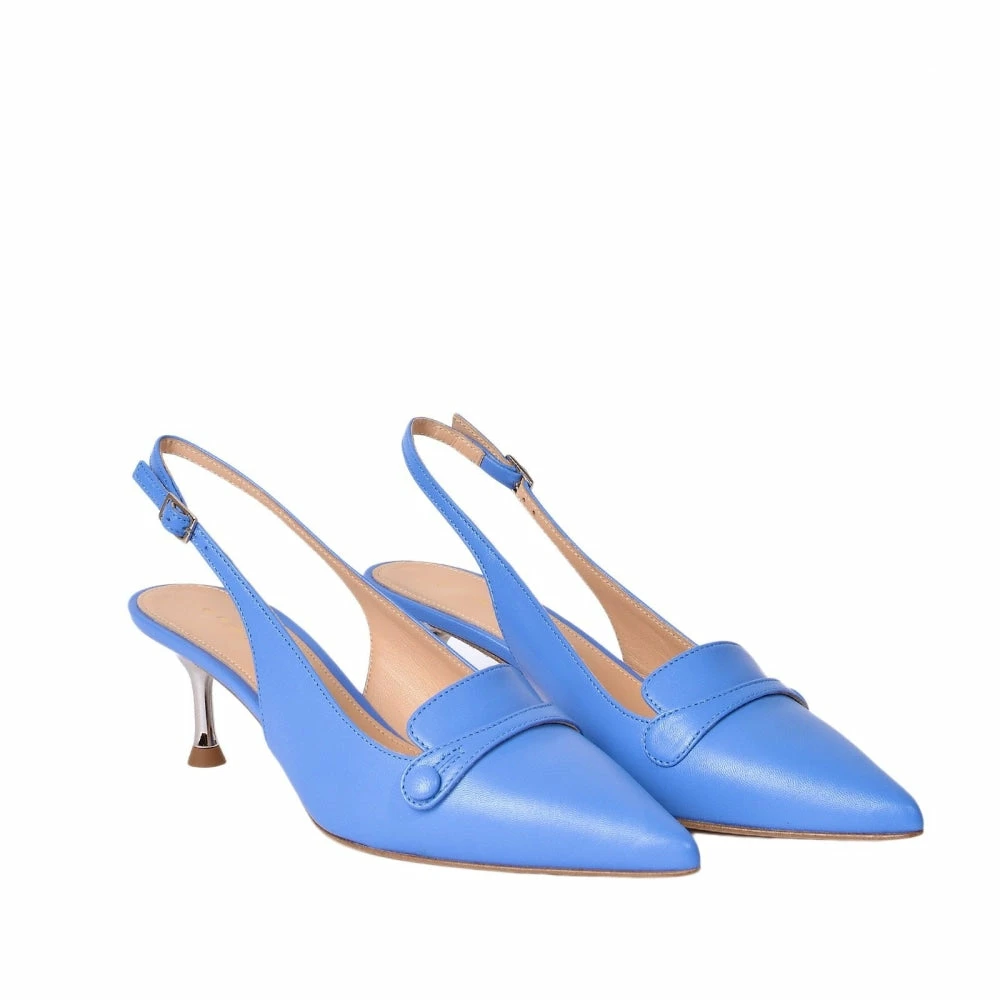 CHANTAL Chiffon Sling Back Shoes In Light Blue 3 CHANTAL Chiffon Sling Back Shoes In Light Blue