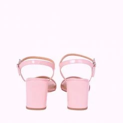 APAIR SHOES Chunky Classic Square Pink Patent Heeled Sandals