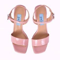 APAIR SHOES Chunky Classic Square Pink Patent Heeled Sandals
